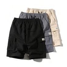 Men's Outdoor Cargo Shorts, Multi-Pocket Functional Sports Pants - Black - View 7
