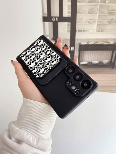 1个黑色TPU纯色防震手机壳和1个哥特风骷髅头图案黑色粘性卡套，二合一时尚多功能创意全包手机壳，适合作为生日、节日、周年纪念礼物送给女友/男友、挚友/兄弟姐妹、妻子/丈夫、伴侣、家人/朋友，或送给自己，兼容安卓手机。