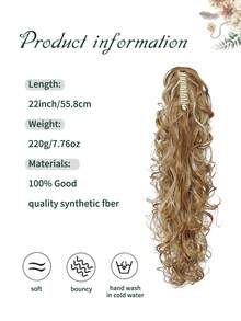 Tóc giả dài 22 inch màu nâu pha nâu đậm, kiểu tóc xoăn tự nhiên, kẹp cài, thích hợp cho phụ nữ và bé gái sử dụng hàng ngày (22 inch - xoăn). - Nhiều màu - Xem 2