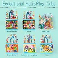 CdbdfsQilay Wooden Activity Cube For Toddlers Large 5 In 1 Multipurpose ABC-123 Abacus Bead Maze Shape Sorter Early Educational Toy For Toddlers - First Birthday Present For Boys Girlsfhrsdf - As Pic - View 4