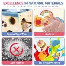 CdbdfsAirlab Wooden Activity Cube Montessori Toys For 1 Year Old Toddlers 12 Months + Toddler Learning Toys 1-3 Boys Girls Baby Sensory Interactive Birthday Giftfhrsdf - ActivityCubeOceanTheme - View 5