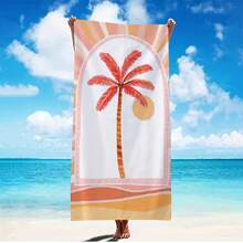 1pc Extra Large & Ultra-Soft Microfiber Beach Towel - Lightweight, Absorbent, Non-Stick Sand, Coconut Tree Pattern, Suitable For Travel, Picnic, Beach, Camping, Modern Bathroom, Spa, Swimming And Outdoor Adventure - A - View 3