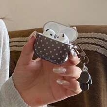 Simple Solid Brown Polka Dot With Coffee Bean Charm Earphone Case Compatible With AirPods Pro 3, New Pro 2, Cute 4 Minimalist 3, Personalized 1/2 Protective Case For Women - Brown - View 7