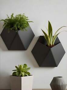 1 pieza Maceta decorativa de pared, Maceta de planta impresa en 3D, Maceta decorativa para el hogar, Adorno de escritorio artesanal simulado - A - Ver 1