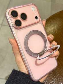 Minimalist Ice Feel Matte Transparent 360 Magnetic Bracket Holder Case Compatible With IPhone 17 Pro 17 16 Pro Max 16 Pro 16 15 Pro Max 15 Pro Max 15 Pro 15 14 Pro Max 14 Pro 14 13 Pro Max 13 Pro 13 12 Pro Max 12 Pro 12 11 Clear Camera Lens Protector Shockproof Cover - Matte Powder - View 2