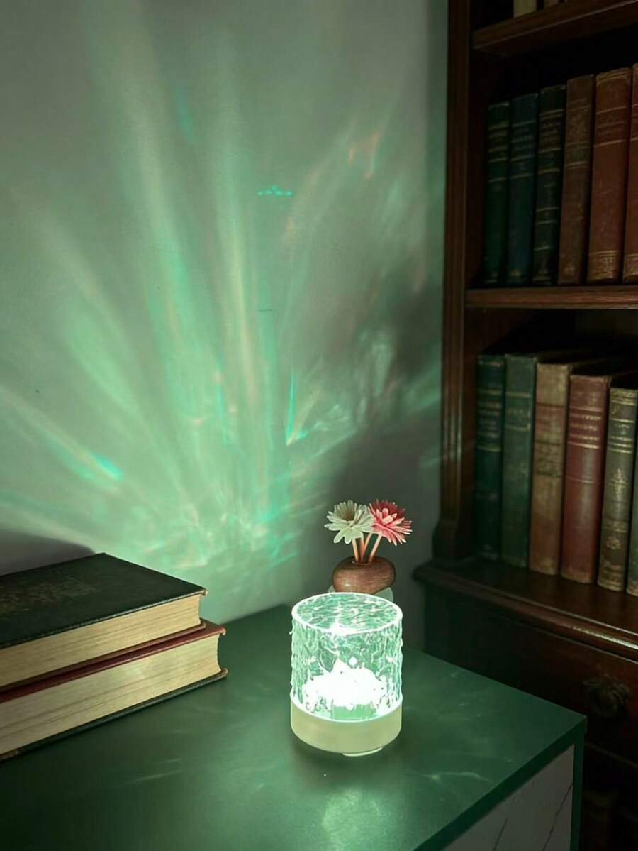 1pc Romantic Wave Projection Lamp, Suitable For Office, Bedroom, Bathroom, Living Room, Camping, Holidays, 16 Lighting Effects, With Remote Control