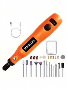 Kit de mini taladro eléctrico y herramienta rotativa JANGKLIFE - Juego de 36 accesorios, con eje flexible, carga USB, 3 modos de velocidad, apto para manualidades DIY, artesanía, herramienta multifunción - naranja - Ver 7
