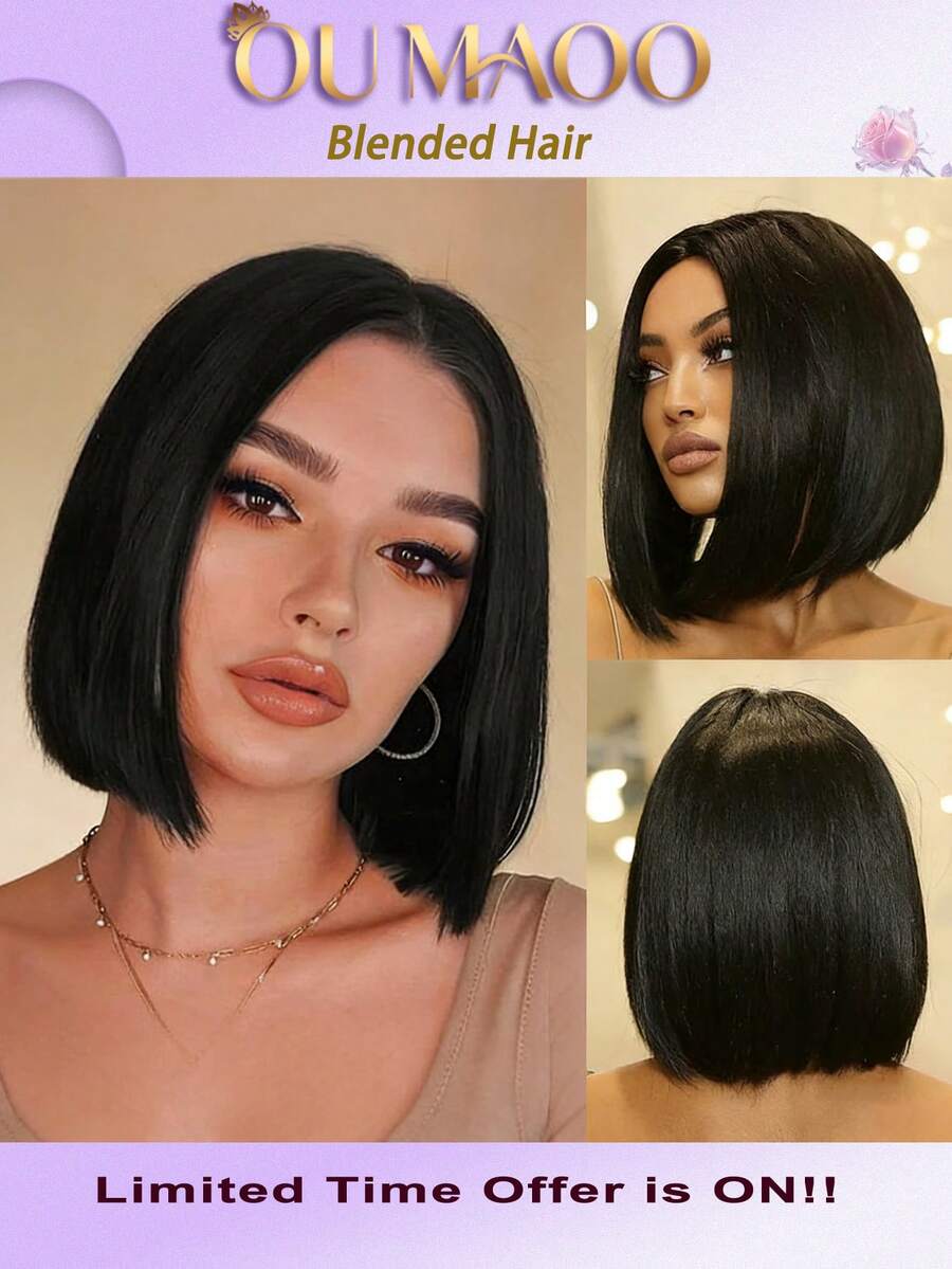 200% 超高密度顺滑直发假发 - 13x6/13x4 高清蕾丝前额真人发混纺，预先拔毛，无需胶水，带有婴儿发和自然发际线，超浓密丝滑造型，专为女性设计，无需胶水，即戴即用