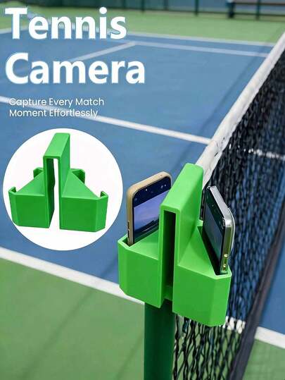 1pc Tennis Phone Holder, Designed Specifically For Tennis With Dual Cameras. It Is A Portable Filming Stand, Ideal For Tennis Players To Analyze Performance And Coaches To Record Training Sessions. Capture Match Moments And Share With Friends And Family. Suitable For Tennis Courts, Outdoor Use, As A Phone Stand Or Gift.