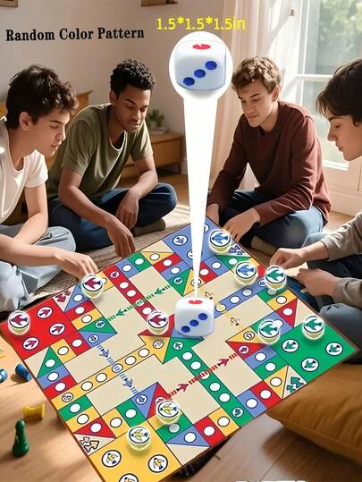 1 Set 35.43 Inch Large Foldable Flying Chess Game Mat, Includes Large Game Mat And Large Dice, Multifunctional Design, Family Entertainment Flying Chess Toy, Can Exercise Family's Thinking Ability, Suitable For Interactive Games With Family And Friends, Adult Strategy Board Game, Ideal For Family Entertainment, Party Games, And Interesting Birthday Party Gifts For Family And Friends