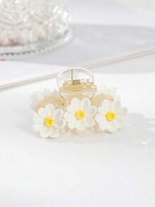 1个波西米亚雏菊发爪夹，发夹，发卡，发夹，发饰，发卡，发爪夹，学生用品，大学秋冬季发饰，女士度假装扮必备，夏季海滩度假必备 - 白色 - 查看 3