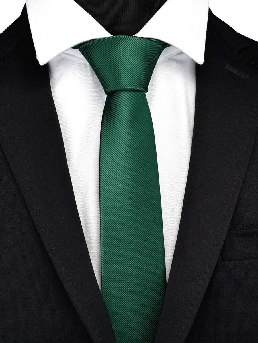 1pc Fashion Casual Dark Green Narrow 2.8 Inch Tie, Korean Style Business Necktie For Men, Suitable For Wedding, Graduation, Valentine's Day Gift - Dark Green - View 1