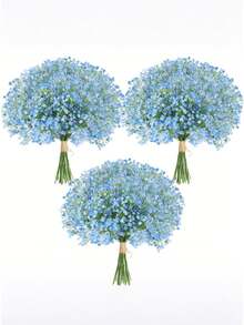 600pcs Blue Artificial Gypsophila Flowers, 20 Bunches Lifelike Gypsophila Bouquet, UV-Resistant Silk-Like Artificial Floral Arrangements, Suitable For Wedding Decor, Elegant Party Centerpieces, Anniversary Celebrations, DIY Home & Garden, Indoor/Outdoor Decoration, Bridal Bouquet And Vase Filler - Baby Blue - View 5