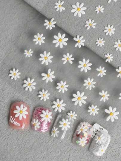1 Set de Pegatinas de Arte de Uñas con Tema Floral de Primavera y Verano, Incluye Varias Flores en Floración, Margaritas y Patrones Florales con Ramas, Adecuado para Mujeres, Niñas, Familia y Uso Personal DIY
