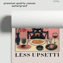 这款黑色猫咪图案帆布艺术海报，配以“多吃意面，少后悔！”的标语，是现代风格的墙面艺术装饰画，灵感源自意大利托特利亚诺（Totelliano）的意面餐厅装饰画，适合卧室、客厅、办公室、书房、浴室、厨房、走廊、宿舍、公寓等场所的墙面和家居装饰。也是馈赠朋友的理想礼物。 - 彩色 - 查看 7