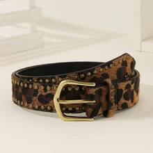 1件豹纹金属扣腰带，时尚百搭束腰带，欧美风格优雅女士腰链 - A - 查看 5