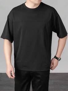 GRDR Men's Raglan Sleeve T-Shirt, Spring/Summer New Arrival, 1pc, Casual Loose Fit Round Neck Short Sleeve Top - Black - View 4