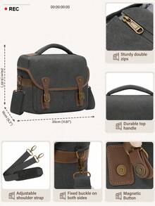 Túi đựng máy ảnh SLR DSLR bằng vải canvas, túi đeo chéo máy ảnh nhỏ gọn, túi đeo vai có áo mưa dành cho nam và nữ. - màu đen - Xem 6