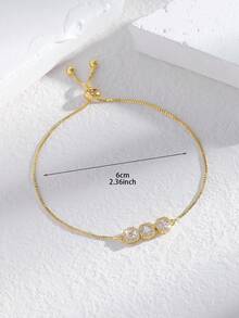 1件优雅奢华复古几何方形闪亮立方氧化锆可调节链条手链，精致优雅，适合女性和女孩日常佩戴 - 彩色 - 查看 7