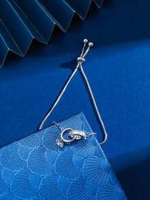 1件优雅奢华风格可旋转立方氧化锆手链，可调节链条，适合婚礼、毕业礼物 - 彩色 - 查看 6