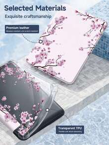 樱花图案平板电脑保护套，适用于 iPad Air 11 英寸 M3 2025/M2 2024、iPad Air 第五代 2022、(A16) 11 英寸第十一代 2025、Galaxy Tab、Kindle Paperwhite 第十二代 2024。透明背板搭配时尚图案，支持自动休眠/唤醒功能，内置气垫保护，适合作为礼物或办公用品。 - 彩色 - 查看 10