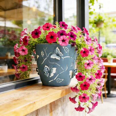 1pc Multi-Layer Planter With Butterfly Pattern, Colorful Insect Design, Drainage Hole, Suitable For Indoor/Outdoor Decor, Gardening Gift