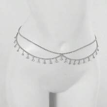 Rhinestone Fashionable Waist Chain, Suitable For Vacation Wear - Double-layer-silver - View 1
