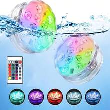 1/2/4/6/10pcs Waterproof LED Lights, 16 Color Changing Underwater Lights With Remote Control, Suitable For Aquarium, Vase, Bathtub, Hot Tub, Halloween, Christmas, Swimming Pool And Party Decoration - White - View 2