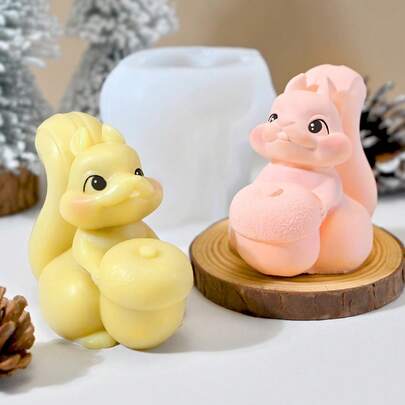 1个松鼠造型香氛石硅胶模具，手工DIY香薰石装饰模具，多种图案可选，不粘易脱模