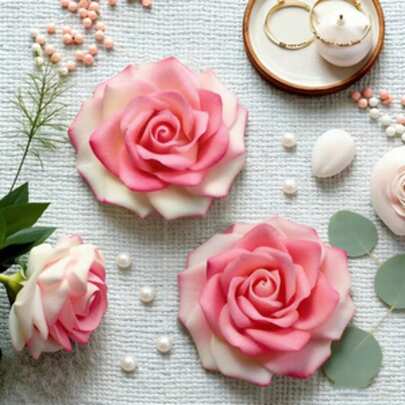 1pc Rose Flower Candle Mold - Elegant Pink & Rose Design, Easy Demold Silicone Mold For Candle Making, Resin, Plaster, Suitable For Wedding, Birthday, Valentine's Day, Mother's Day Crafts, Durable Silicone