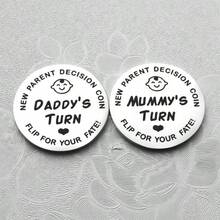 VINCAN [Funny Coin] 1pc Funny New Parents Decision Coin | Double-Sided Stainless Steel | "New Daddy's Turn" Flip Design With Heart Illustration | Gift For Expecting Moms & Dads | Shower Or Pregnancy Announcement Present - Coin - View 1