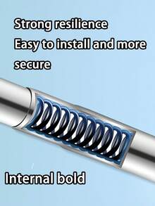 Extra Long Stainless Steel Curtain Rod, Shower Curtain Rod, Curtain Rod, Wardrobe Hanging Rod, Extendable Rod, Laundry Drying Rod, Hanging Rod, Bracket, Kitchen Utensil Storage Rod, Curtain Rod, Adjustable Length, Shower Curtain Rod, Simple Extendable Rod For Kitchen, Bathroom Cabinet, Shoe Rack - Multi-functional Stainless Steel Telescopic Pole - Black - View 10