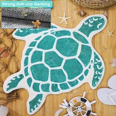 Bathroom Rug, Beach Mat, Carpet, Soft And Fluffy Faux Wool Material, Area Decorative Carpet, Printed Carpet, Bathroom Accessories Decorative Floor Carpet, Tropical Summer Ocean Theme, Bathroom Mat, Suitable For Entryway, Living Room, Bedroom, Shower