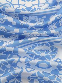 1 chiếc khăn vuông in họa tiết đơn giản 70cm, khăn bandana mùa xuân mới cho nữ, đa năng dùng làm khăn thắt eo, băng đô, khăn quàng cổ thời trang. - Xanh và trắng - Xem 5