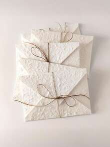 1/2/4pcs Handmade White Envelopes, Suitable For Wedding Invitations, Greeting Cards, Announcements And Holiday DIY, Excluding Jute Rope - Multicolor - View 2