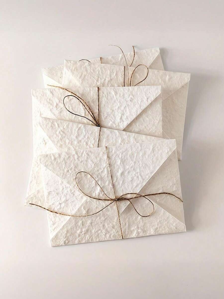 1/2/4pcs Handmade White Envelopes, Suitable For Wedding Invitations, Greeting Cards, Announcements And Holiday DIY, Excluding Jute Rope