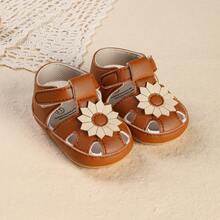 2026夏季新款透气镂空凉鞋，简约时尚软底女童鞋 - 咖啡棕 - 查看 8