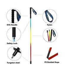 Ultralight Foldable Carbon Fiber Trekking Pole, Telescopic Hiking Stick, Walking Cane - 2PCS - View 2