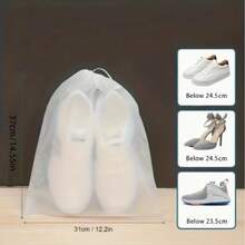 30 Non-Woven Fabric Portable Shoe Storage Bags- Travel Storage Bags With Drawstring Closure- White Sneaker-Specific Disposable Dust Covers, Shoe Drying Bags, Hanging Shoe Storage Bags, Hanging Shoe Organizers - View 5