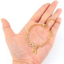 1pc Simple Classic Infinite Symbol Initial Golden Stainless Steel Paper Clip Chain Bracelets For Women - Yellow Gold - View 3