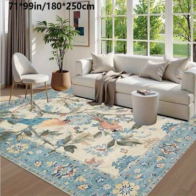 母亲节限量版：1 件彩色鹦鹉图案加厚地毯，秋冬季加厚绒毛地毯，卧室、客厅装饰地毯，家居装饰，可水洗