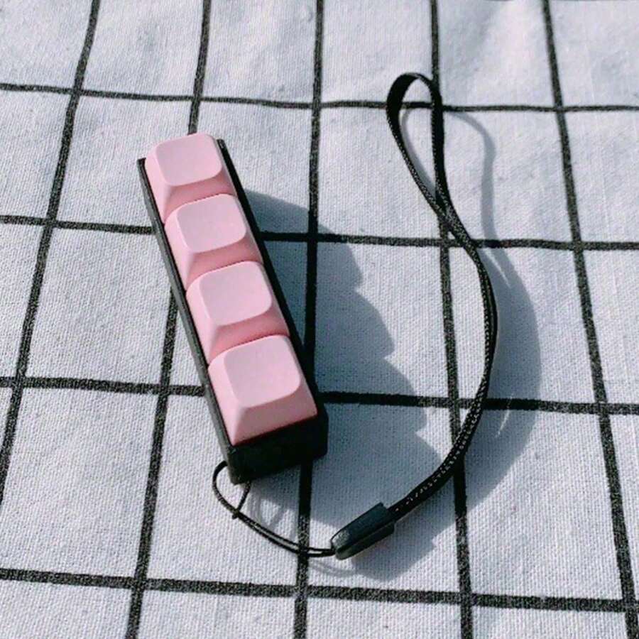 Stress Relief Gift 4-In-1, Keyboard Fidget Clicker With Keychain, Portable Decompression Button Toy For Office Travel, Anxiety Relief Gadget For Adults - Black+Pink - View 1