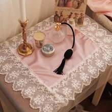 Bộ 1/2/4 tấm lót bàn và khăn ăn bằng satin ren cao cấp kiểu Châu Âu & Mỹ - Nhiều màu - Xem 4