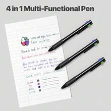 4-In-1 Multicolor Pen 1.0mm - 4-Color Retractable Ballpoint Pens Nurse Pens For Office School Supplies Students Gift 5 Pack Black - C15ps黑色4合1多色 - 查看 4