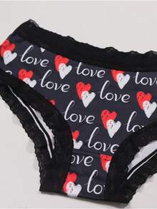 Dircho 5pcs Women's Random Print Briefs With Contrast Elastic Waistband, Soft Stretchy Underwear Set Featuring Floral, Graffiti & Heart Patterns, Breathable Multipack For Daily Wear - Multicolor - View 10