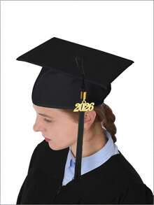 3pcs/1pc Unisex Matte Graduation Cap, 2026 Charming Graduation Cap, Adjustable Size Bachelor Cap, Tassel Decor Doctor Cap, Master Cap, Suitable For High School And Bachelor/Master Graduation Ceremony Photo - Multicolor - View 2