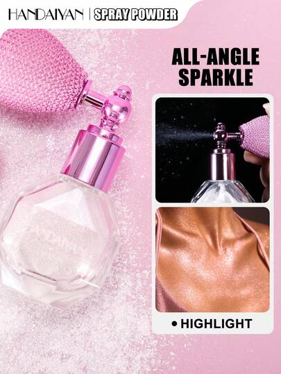 HANDAIYAN 喷枪高光喷雾瓶，持久显色，细腻珠光高光粉，适用于派对、旅行、便携、毕业典礼、生日、节日、夏季、秋季、万圣节、Y2K时尚、女性、海滩、旅行、露营、户外、学校、校园、节日装饰、礼物、玫瑰、角色扮演，最佳色彩魅力氛围