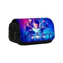 1个双层铅笔盒，学生印花大容量文具袋，返校季，完美节日礼物，送给粉丝和朋友的礼物（款式随机） - 彩色 - 查看 6