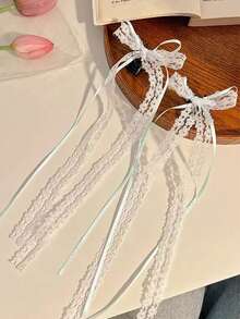 Cute Lace Ribbon Bow Hair Clip, Elegant Design Suitable For Valentine's Day Or Daily Use - Multicolor - View 7