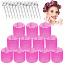 24 Pieces With 12 Large Rollers And 12 Clips For Voluminous Long Thick Hair (Hot Pink) - Multicolor - View 8